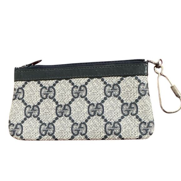 Vintage 1980’s Gucci key case logo print navy / cream - Picture 2 of 4